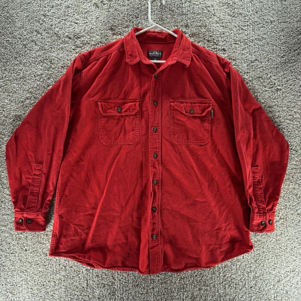 Woolrich Shacket Mens XLT Red Heavyweight Shirt Long Sleeves Cotton‎ Blend Adult